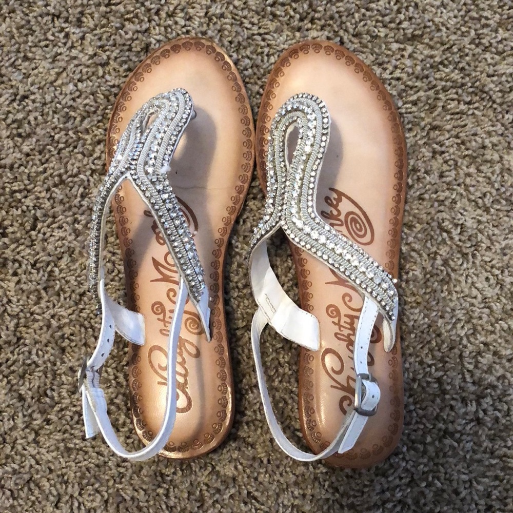 White rhinestone sandals!